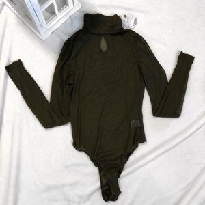 Olive green mesh bodysuit